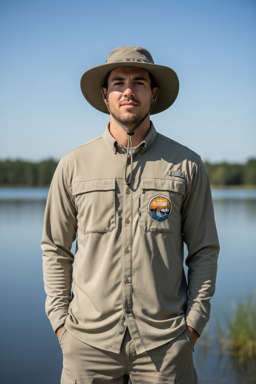 Model wearing Bigwillybassin button shirt